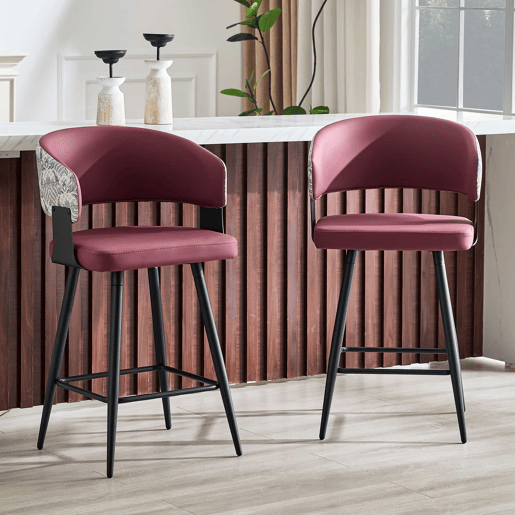 Cadeira de jantar - Estofada, com encosto e braços, estilo minimalista Mid-Century para casa, cozinha, hotel e restaurante - Vermelha Cadeira de jantar - Estofada, com encosto e braços, estilo minimalista Mid-Century para casa, cozinha, hotel e restaurante - Vermelha