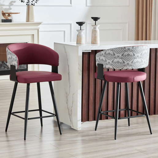 Cadeira de jantar - Estofada, com encosto e braços, estilo minimalista Mid-Century para casa, cozinha, hotel e restaurante - Vermelha Cadeira de jantar - Estofada, com encosto e braços, estilo minimalista Mid-Century para casa, cozinha, hotel e restaurante - Vermelha