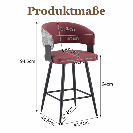 Cadeira de jantar - Estofada, com encosto e braços, estilo minimalista Mid-Century para casa, cozinha, hotel e restaurante - Vermelha Cadeira de jantar - Estofada, com encosto e braços, estilo minimalista Mid-Century para casa, cozinha, hotel e restaurante - Vermelha