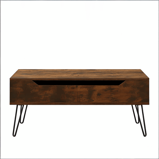 Mesa de centro ajustável - Altura regulável com arrumação oculta, estilo vintage - Castanho rústico Mesa de centro ajustável - Altura regulável com arrumação oculta, estilo vintage - Castanho rústico