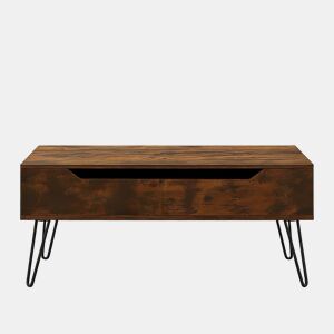 Mesa de centro ajustável - Altura regulável com arrumação oculta, estilo vintage - Castanho rústico