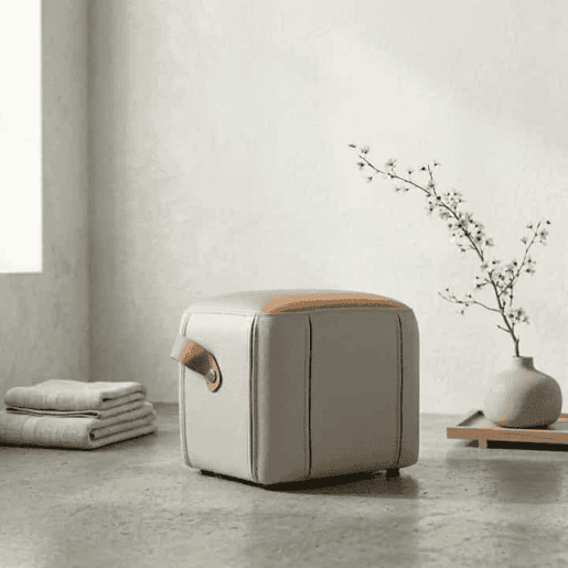 Banco otomano 31,5 x 24 x 29 cm - estofado com alça em couro PU, multifuncional para a sala de estar e o quarto - cinzento Banco otomano 31,5 x 24 x 29 cm - estofado com alça em couro PU, multifuncional para a sala de estar e o quarto - cinzento