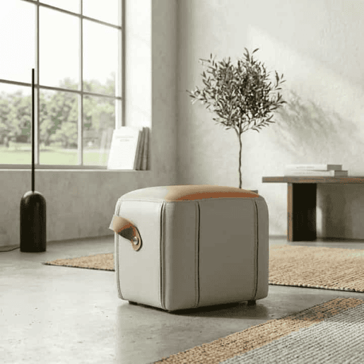 Banco otomano 31,5 x 24 x 29 cm - estofado com alça em couro PU, multifuncional para a sala de estar e o quarto - cinzento Banco otomano 31,5 x 24 x 29 cm - estofado com alça em couro PU, multifuncional para a sala de estar e o quarto - cinzento