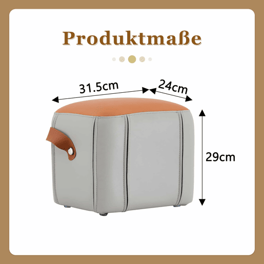 Banco otomano 31,5 x 24 x 29 cm - estofado com alça em couro PU, multifuncional para a sala de estar e o quarto - cinzento Banco otomano 31,5 x 24 x 29 cm - estofado com alça em couro PU, multifuncional para a sala de estar e o quarto - cinzento