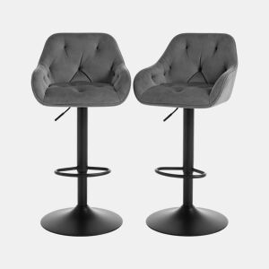 Bancos de bar, 2 unidades u2014 com encosto e design confortável para a cozinha e a sala de jantar u2014 cinzento escuro