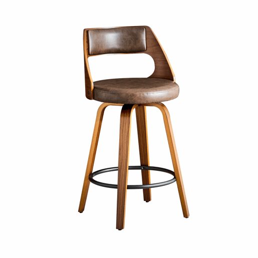 Bancos de bar de 92 cm - Conjunto de 2, encosto, estrutura em madeira, assento em PU - Castanho Bancos de bar de 92 cm - Conjunto de 2, encosto, estrutura em madeira, assento em PU - Castanho