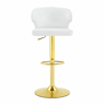 Bancos de bar 49,7 x 45 x 110 cm - Ajustáveis em altura, giratórios a 360°, com encosto e apoio para os pés - Branco