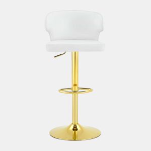 Bancos de bar 49,7 x 45 x 110 cm - Ajustáveis em altura, giratórios a 360°, com encosto e apoio para os pés - Branco