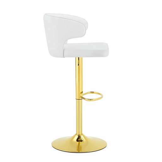 Bancos de bar 49,7 x 45 x 110 cm - Ajustáveis em altura, giratórios a 360°, com encosto e apoio para os pés - Branco