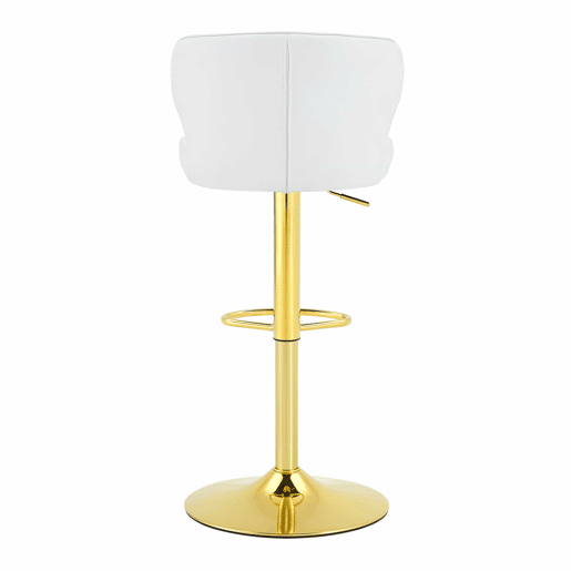 Bancos de bar 49,7 x 45 x 110 cm - Ajustáveis em altura, giratórios a 360°, com encosto e apoio para os pés - Branco