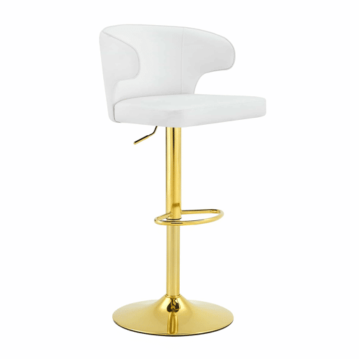 Bancos de bar 49,7 x 45 x 110 cm - Ajustáveis em altura, giratórios a 360°, com encosto e apoio para os pés - Branco