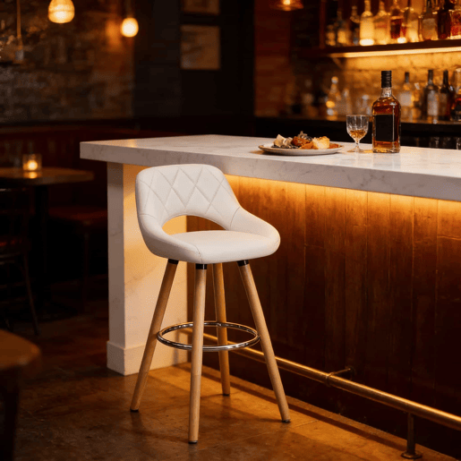 Banco alto - Multifuncional com encosto para cozinha e bar - Branco Banco alto - Multifuncional com encosto para cozinha e bar - Branco