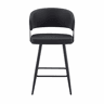 Cadeira de jantar de 46 cm - estofada, com encosto e braços, estilo minimalista e moderno Mid-Century - preta