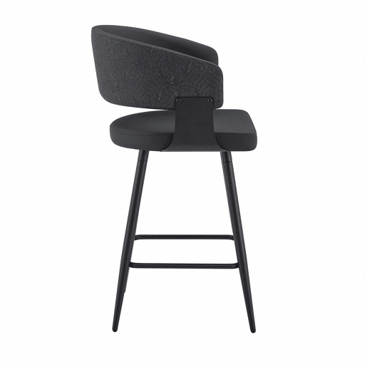Cadeira de jantar de 46 cm - estofada, com encosto e braços, estilo minimalista e moderno Mid-Century - preta