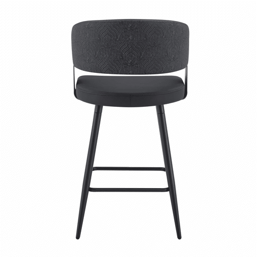 Cadeira de jantar de 46 cm - estofada, com encosto e braços, estilo minimalista e moderno Mid-Century - preta