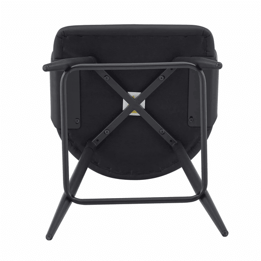 Cadeira de jantar de 46 cm - estofada, com encosto e braços, estilo minimalista e moderno Mid-Century - preta
