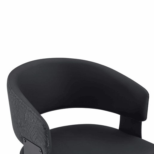 Cadeira de jantar de 46 cm - estofada, com encosto e braços, estilo minimalista e moderno Mid-Century - preta
