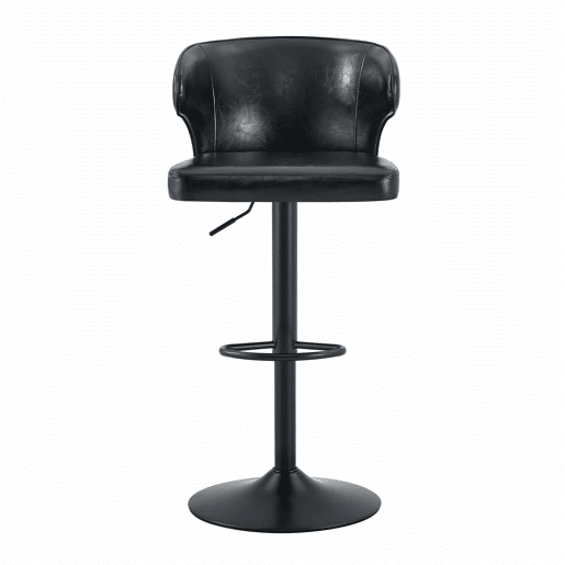 Bancos de bar, 2 unidades - Altura ajustável, rotação de 360°, com encosto e apoio para os pés - Preto Bancos de bar, 2 unidades - Altura ajustável, rotação de 360°, com encosto e apoio para os pés - Preto