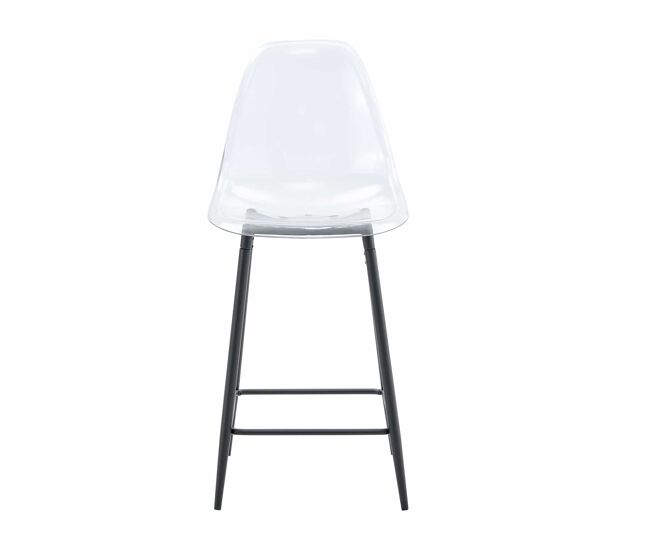 Taburetes de bar 2 unidades - diseño moderno transparente con estructura metálica - negro