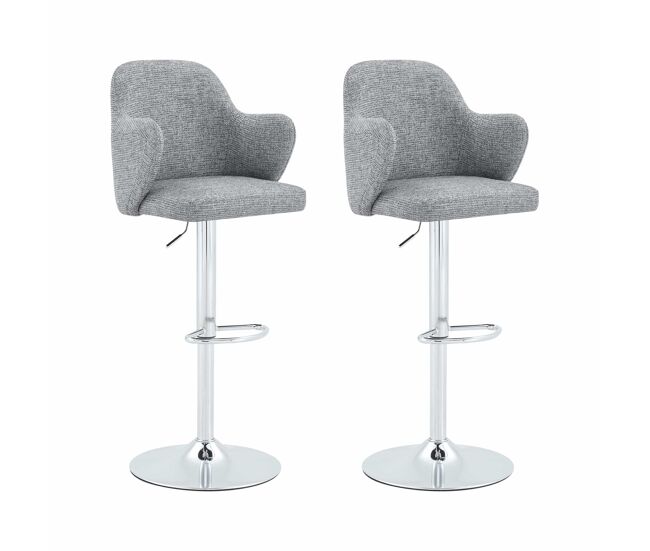 Taburetes de bar 2 unidades - giratorios 360°, regulables en altura, con reposabrazos y asiento acolchado moderno - gris