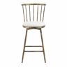 Banco de bar Windsor 39 cm - assento almofadado, estrutura metálica de estilo industrial vintage para cozinha e bar - castanho e branco