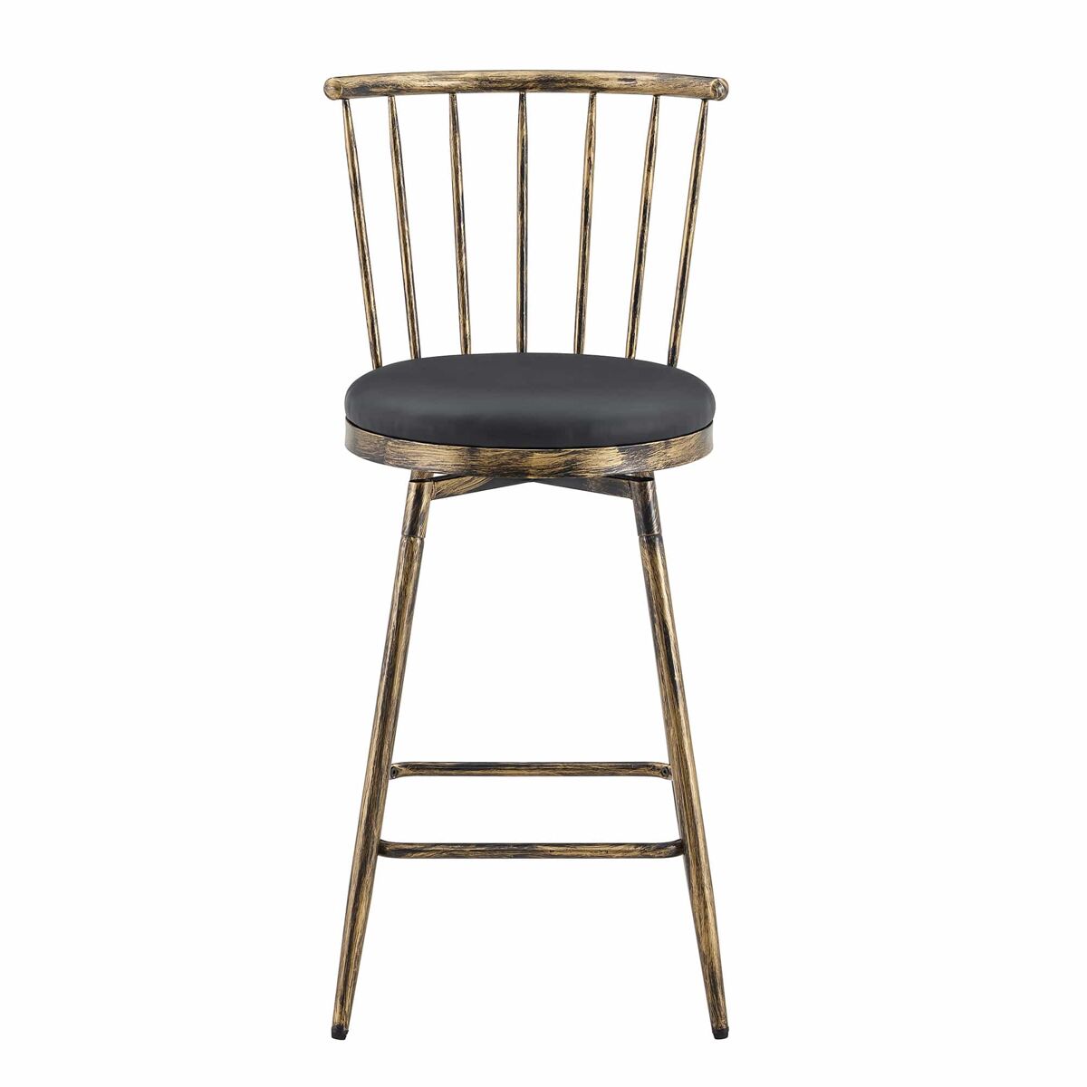 Taburete de bar 39 cm - estilo windsor industrial con estructura metálica y asiento acolchado vintage para cocina y restaurante - negro y marrón