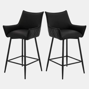 Bancos altos - Design vintage com encosto e braços ergonómicos - Antracite