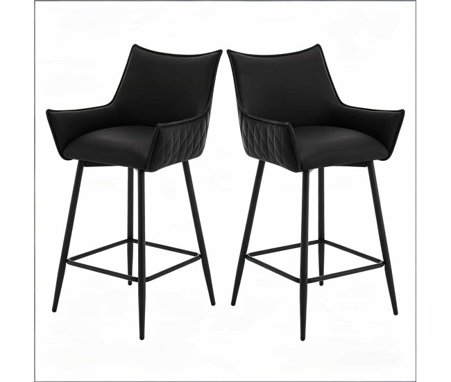 Taburetes altos - diseño vintage con respaldo y reposabrazos ergonómicos - antracita