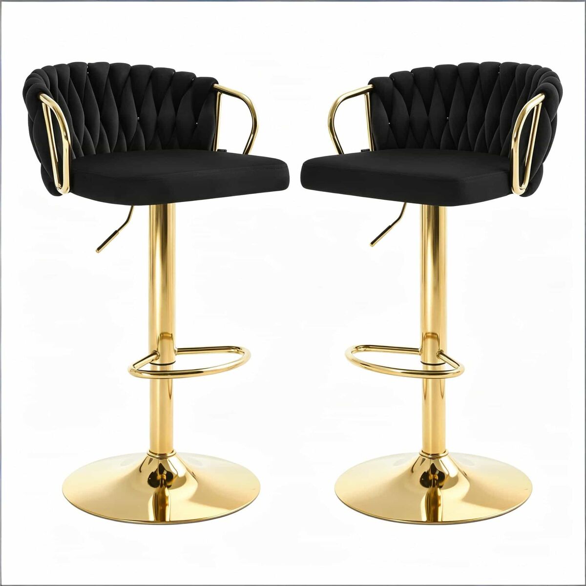 Taburetes altos - cómodos con cojín acolchado y respaldo, estilo elegante para cocina y bar, set de 2 - negro
