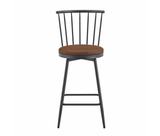 Taburete de bar 39x39x96 cm - estilo windsor industrial con asiento acolchado para cocina, bar y restaurante - marrón