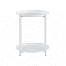 Mesa auxiliar redonda 42x42x52 cm - 2 níveis, estrutura metálica, com prateleira de arrumação, estilo escandinavo moderno - Branco