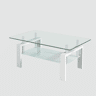 Mesa de centro 100 x 60 x 44 cm - Vidro temperado transparente para sala de estar - Branco