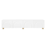 Móvel de TV baixo de 180 cm u2013 relevo arqueado, 4 portas, pés metálicos, arrumação para a sala de estar u2013 branco