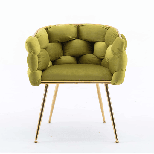 Poltrona auxiliar 58x59x69 cm - moderna, com estrutura metálica e estofamento confortável, para o quarto, sala de estar e sala de jantar - verde-oliva Poltrona auxiliar 58x59x69 cm - moderna, com estrutura metálica e estofamento confortável, para o quarto, sala de estar e sala de jantar - verde-oliva