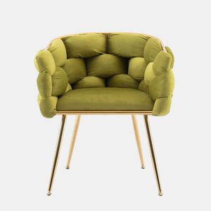 Poltrona auxiliar 58x59x69 cm - moderna, com estrutura metálica e estofamento confortável, para o quarto, sala de estar e sala de jantar - verde-oliva