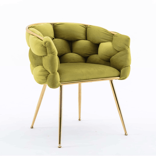 Poltrona auxiliar 58x59x69 cm - moderna, com estrutura metálica e estofamento confortável, para o quarto, sala de estar e sala de jantar - verde-oliva Poltrona auxiliar 58x59x69 cm - moderna, com estrutura metálica e estofamento confortável, para o quarto, sala de estar e sala de jantar - verde-oliva