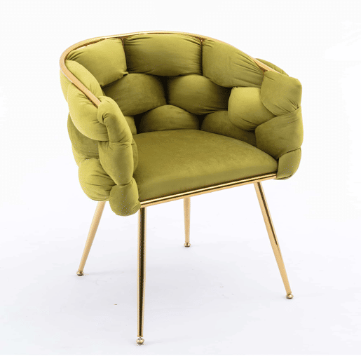 Poltrona auxiliar 58x59x69 cm - moderna, com estrutura metálica e estofamento confortável, para o quarto, sala de estar e sala de jantar - verde-oliva Poltrona auxiliar 58x59x69 cm - moderna, com estrutura metálica e estofamento confortável, para o quarto, sala de estar e sala de jantar - verde-oliva