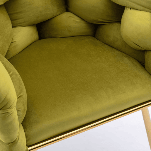 Poltrona auxiliar 58x59x69 cm - moderna, com estrutura metálica e estofamento confortável, para o quarto, sala de estar e sala de jantar - verde-oliva Poltrona auxiliar 58x59x69 cm - moderna, com estrutura metálica e estofamento confortável, para o quarto, sala de estar e sala de jantar - verde-oliva