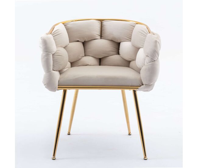 Sillón auxiliar - diseño moderno con estructura metálica para dormitorio, salón y comedor - beige