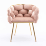 Poltrona auxiliar 58x59x69 cm - Moderna, com estrutura metálica e estofo elegante, para o quarto e a sala - Rosa