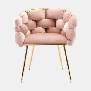Poltrona auxiliar 58x59x69 cm - Moderna, com estrutura metálica e estofo elegante, para o quarto e a sala - Rosa