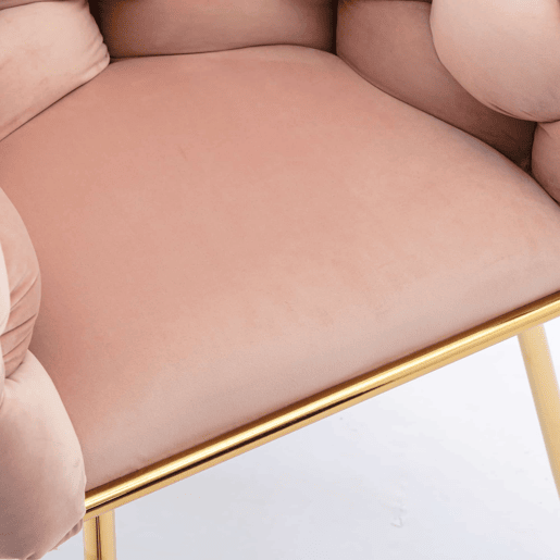 Poltrona auxiliar 58x59x69 cm - Moderna, com estrutura metálica e estofo elegante, para o quarto e a sala - Rosa