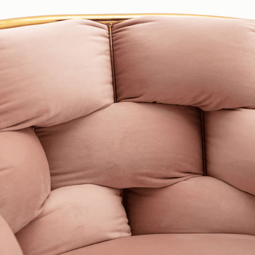 Poltrona auxiliar 58x59x69 cm - Moderna, com estrutura metálica e estofo elegante, para o quarto e a sala - Rosa