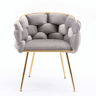 Poltrona de 58 x 59 x 75 cm u2014 design moderno com estrutura metálica, cadeira auxiliar de luxo para o quarto, sala de estar e sala de jantar u2014 cinzenta