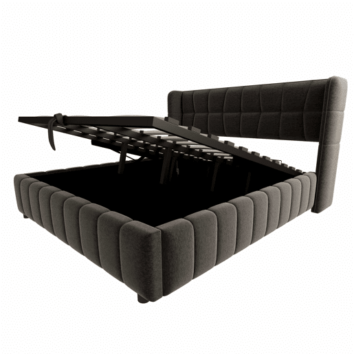Cama estofada 180x200 cm - de casal com base de colchão, cabeceira e arrumação hidráulica-pneumática - Cinza Cama estofada 180x200 cm - de casal com base de colchão, cabeceira e arrumação hidráulica-pneumática - Cinza