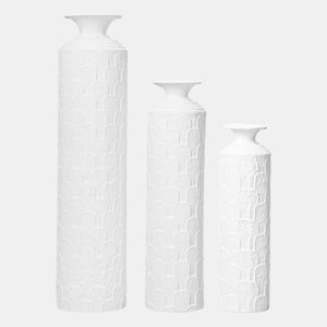 Conjunto de vasos de chão 506585 cm - Metal artesanal com textura, decoração moderna para a sala de estar e o hall de entrada - Branco