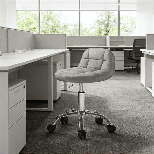 Cadeira de escritório giratória com rodas, tamanho padrão - estilo elegante e multifuncional - cinzento claro Cadeira de escritório giratória com rodas, tamanho padrão - estilo elegante e multifuncional - cinzento claro
