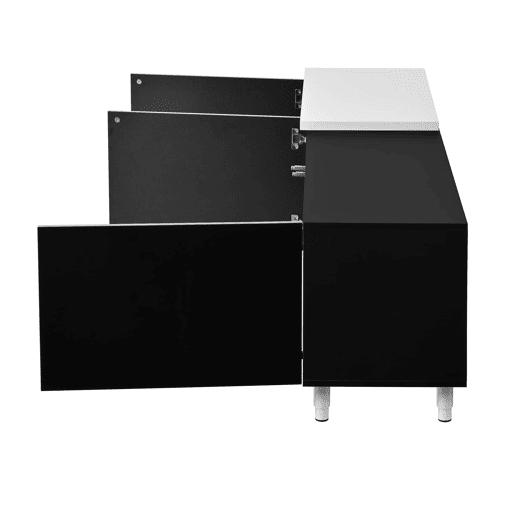 Móvel de TV extensível - 3 portas de alto brilho, pés metálicos, dobradiças silenciosas, design moderno, espaço de arrumação - preto, branco