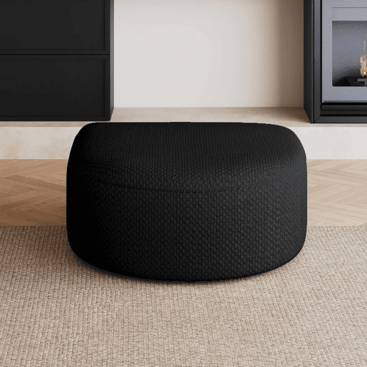Pufe otomano 87x84x38 cm - Modular com estofo em chenille, assento almofadado versátil - Preto Pufe otomano 87x84x38 cm - Modular com estofo em chenille, assento almofadado versátil - Preto