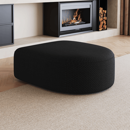 Pufe otomano 87x84x38 cm - Modular com estofo em chenille, assento almofadado versátil - Preto Pufe otomano 87x84x38 cm - Modular com estofo em chenille, assento almofadado versátil - Preto